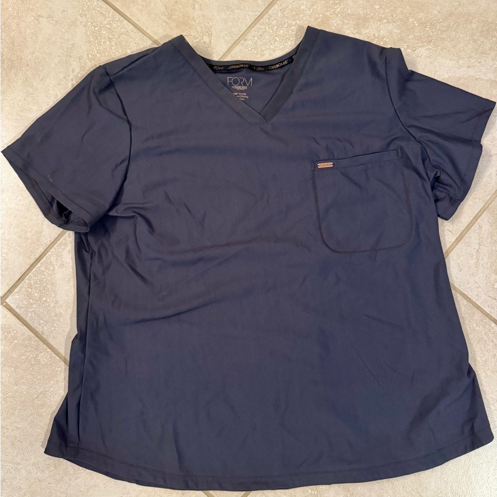 Cherokee Form Pewter Women's Tuck-In Knit Mesh V-Neck Scrub Top